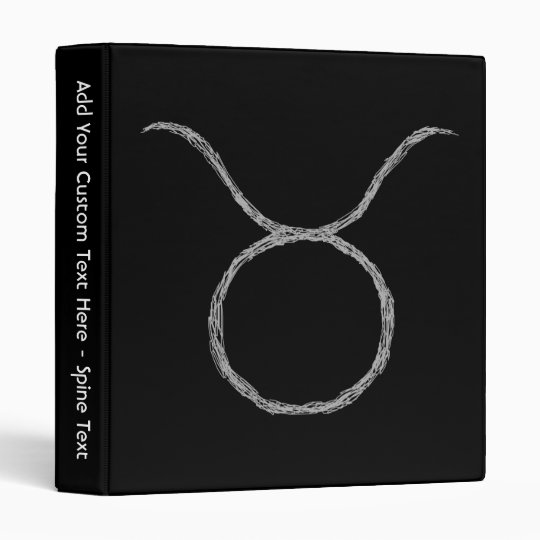 Taurus. Zodiac Astrology Sign. Black. 3 Ring Binder