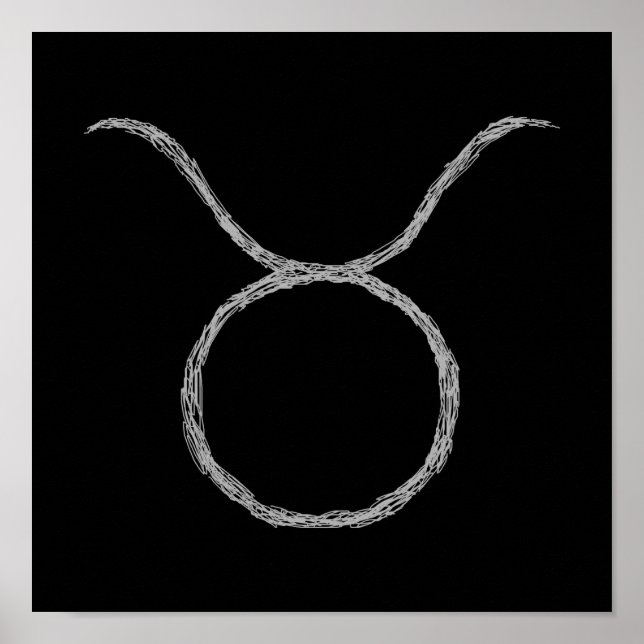 Taurus. Zodiac Astrology Sign. Black. Poster (Front)