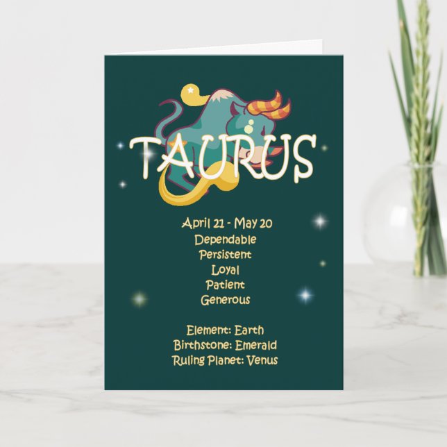 Taurus Zodiac Birthday Card (Front)