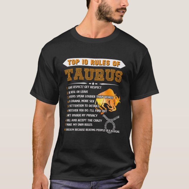 Taurus Zodiac Birthday Gift Top 10 Rules Of Taurus (Front)