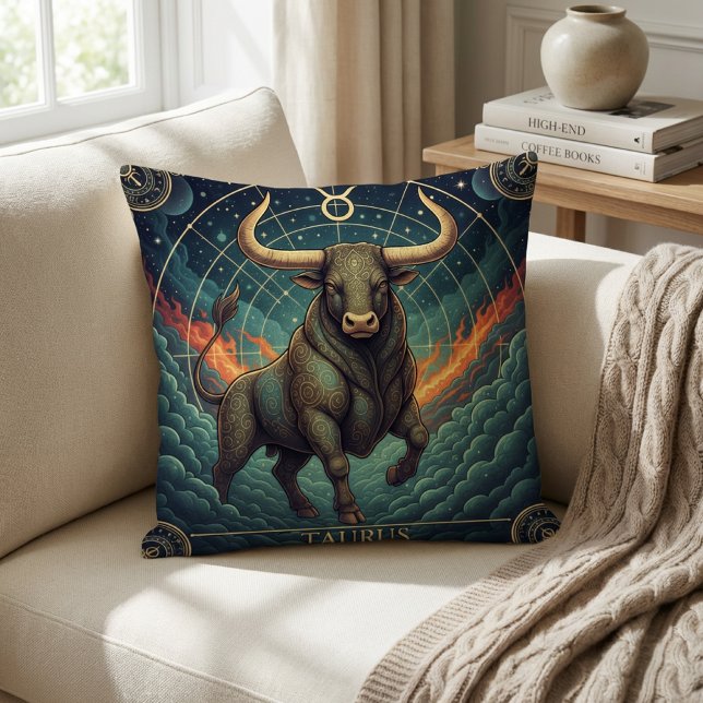 Taurus Zodiac Celestial Throw Pillow (Creator Uploaded)