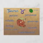 Taurus Zodiac Characteristics Postcard at Zazzle