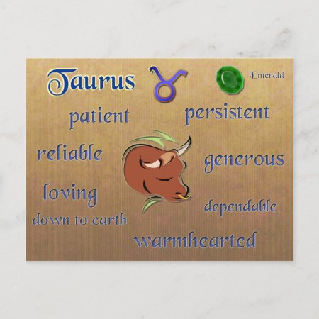Taurus Zodiac Characteristics Postcard
