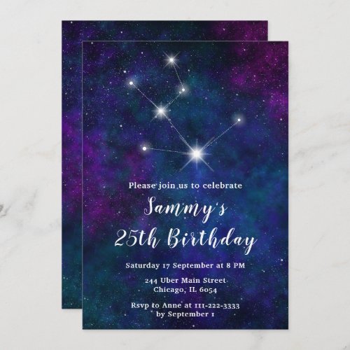 Taurus Zodiac Constellation Birthday Party Invitation