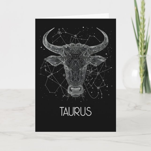 Taurus Zodiac Constellation Blank Folded Card (Front)