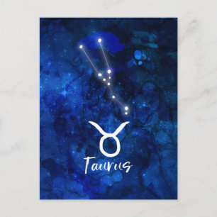 Taurus Zodiac Constellation Blue Galaxy Celestial Postcard