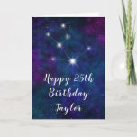 Taurus Zodiac Constellation Happy Birthday Card<br><div class="desc">This cosmic and celestial birthday card can be personalized with a name or title such as mom, daughter, granddaughter, niece, friend etc. The design features the Taurus zodiac constellation on a dark blue and purple watercolor galaxy background with scattered stars. The text combines handwritten script and modern serif fonts for...</div>