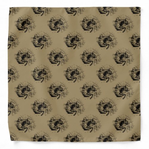 Taurus Zodiac Constellation Hevelius 1690 on Taupe Bandana