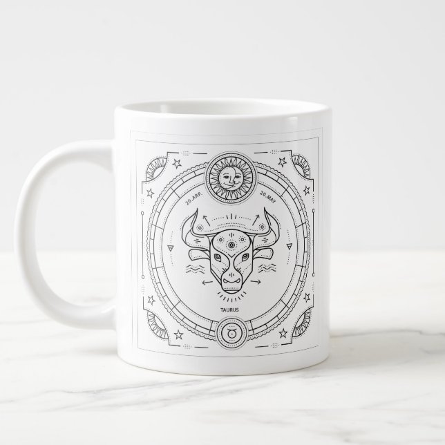 Taurus Zodiac Custom Birthday Giant Coffee Mug (Left)