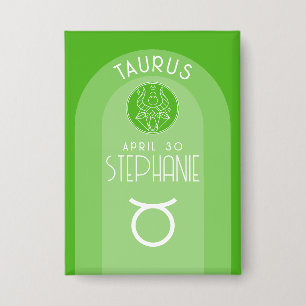 Taurus Zodiac Custom Birthday Photo Astrology Button