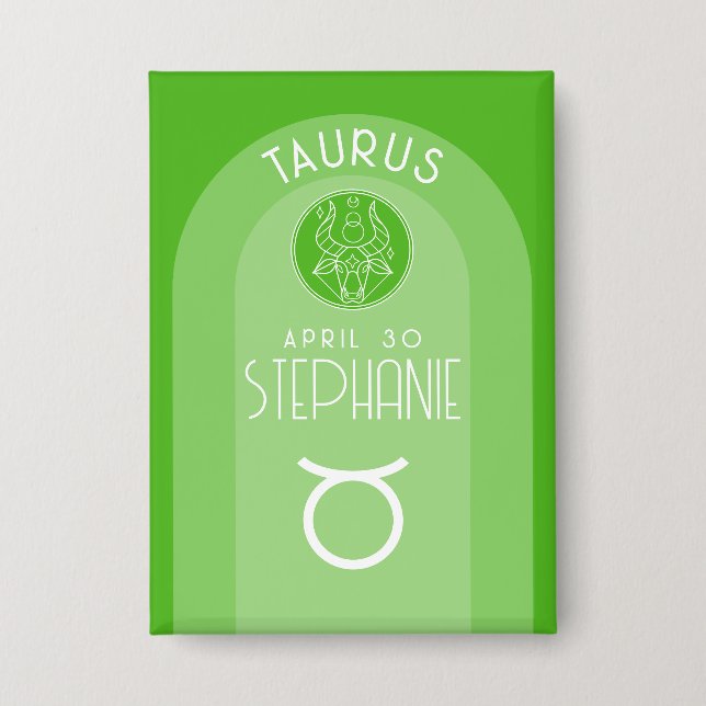 Taurus Zodiac Custom Birthday Photo Astrology Button (Front)