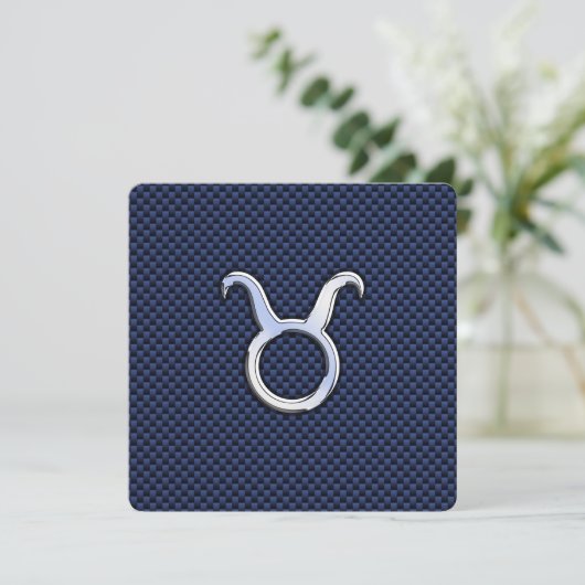 Taurus Zodiac Decor Navy Blue Carbon Fiber Print (Standing Front)