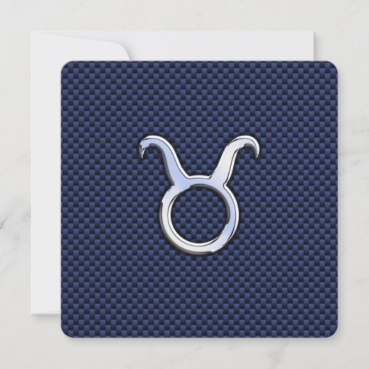 Taurus Zodiac Decor Navy Blue Carbon Fiber Print (Front)