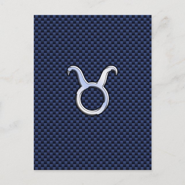Taurus Zodiac Decor Navy Blue Carbon Fiber Print Postcard (Front)
