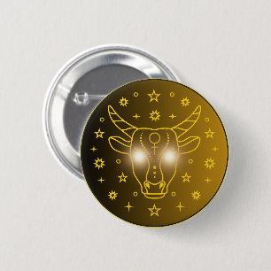 Taurus Zodiac Emblem Minimal Celestial Symbol Button