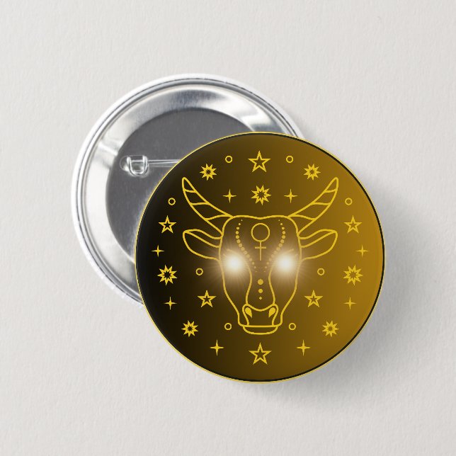 Taurus Zodiac Emblem | Minimal Celestial Symbol Button (Front & Back)