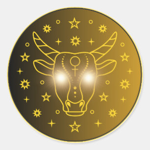 Taurus Zodiac Emblem   Minimal Celestial Symbol Classic Round Sticker