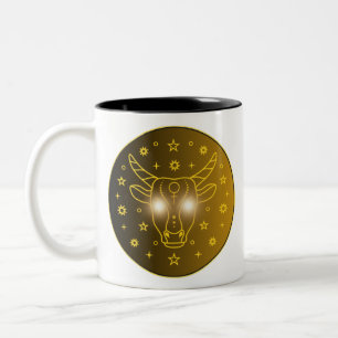 Taurus Zodiac Emblem Minimal Celestial Symbol Two-Tone Coffee Mug