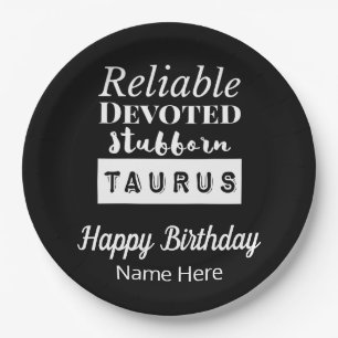 Taurus Zodiac Fun Characteristics Birthday Paper Plates
