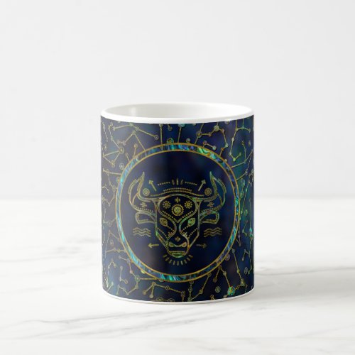 Taurus Zodiac Gold Abalone on Constellation Coffee Mug