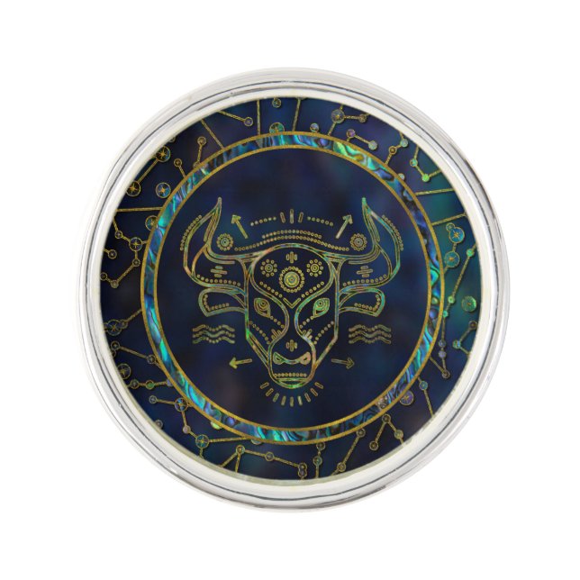 Taurus Zodiac Gold Abalone on Constellation Pin (Front)
