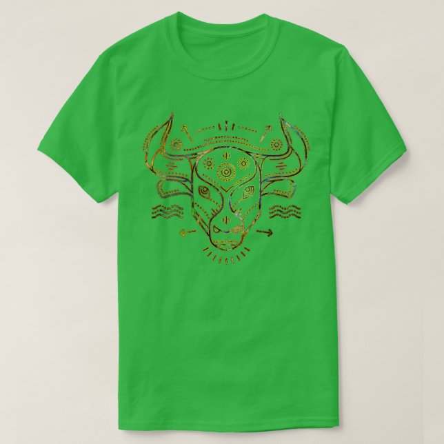 Taurus Zodiac Gold Abalone on Constellation  T-Shirt (Design Front)