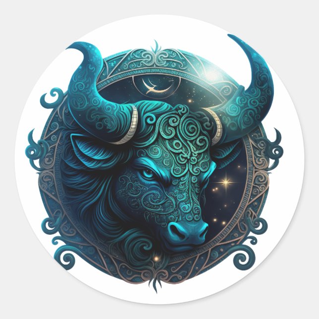 Taurus Zodiac Graphic Classic Round Sticker (Front)