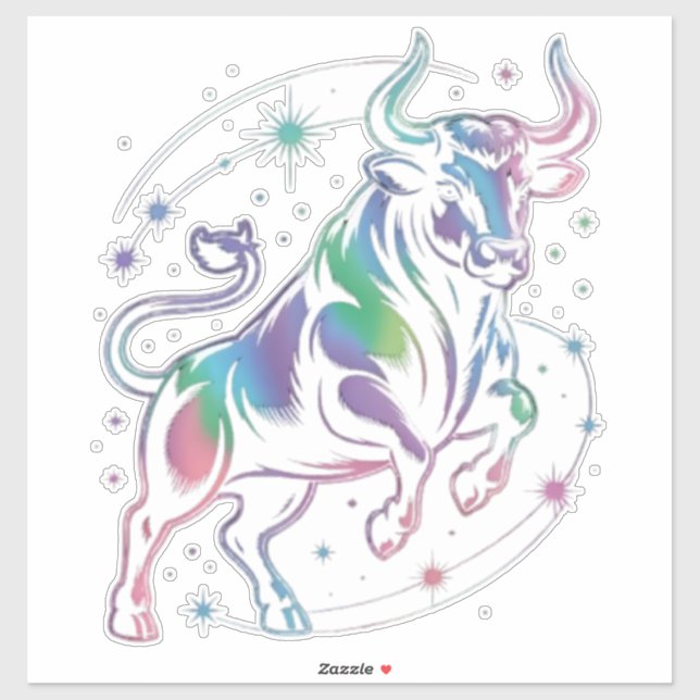 Taurus Zodiac Holographic Bull Design Sticker (Sheet)