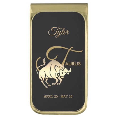 Taurus   _ Zodiac Horoscope _ Personalize _ Gold Gold Finish Money Clip
