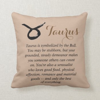 Taurus Zodiac Horoscope Throw Pillow by SunflowerDesigns at Zazzle