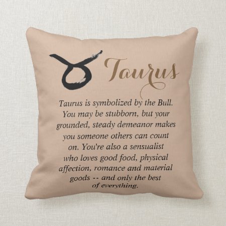 Taurus Zodiac Horoscope Throw Pillow