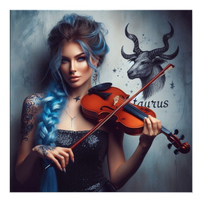 Taurus Zodiac Musician Violin Photo Print (Front)