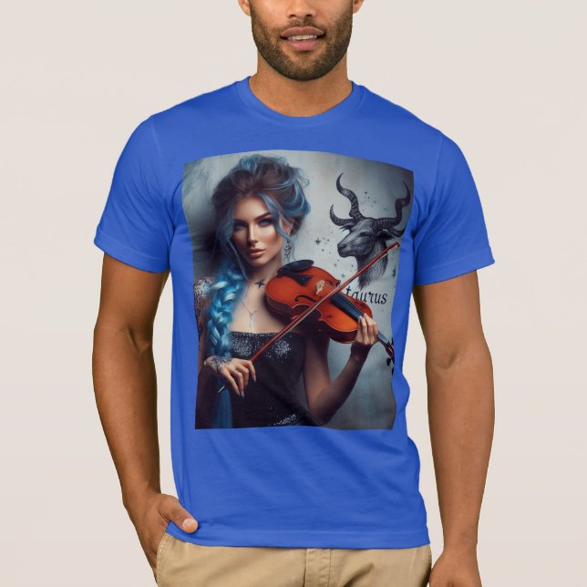 Taurus Zodiac Musician Violin T-Shirt (Front)
