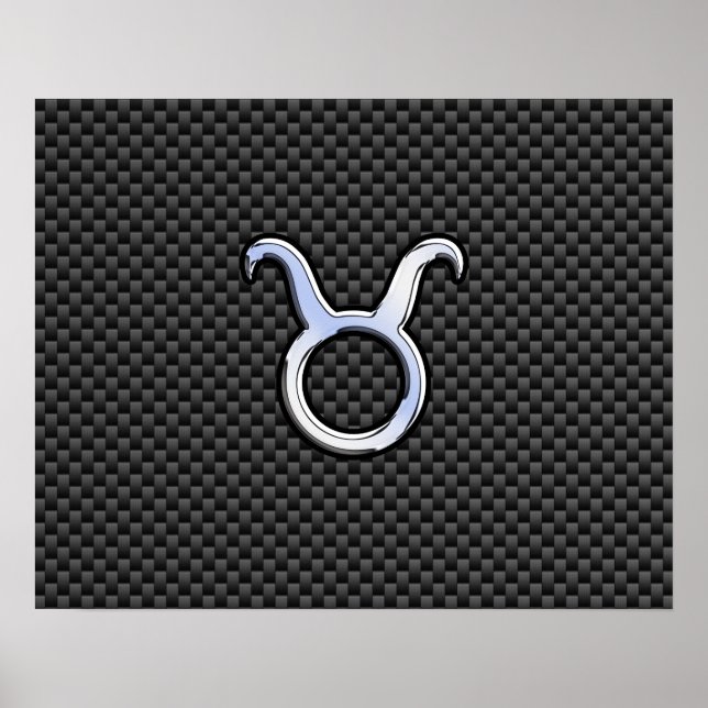 Taurus Zodiac on Charcoal Carbon Fiber Print (Front)