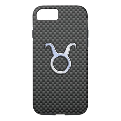 Taurus Zodiac on Charcoal Carbon Fiber Print iPhone 87 Case