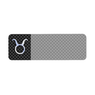 Taurus Zodiac on Charcoal Carbon Fiber Print Label