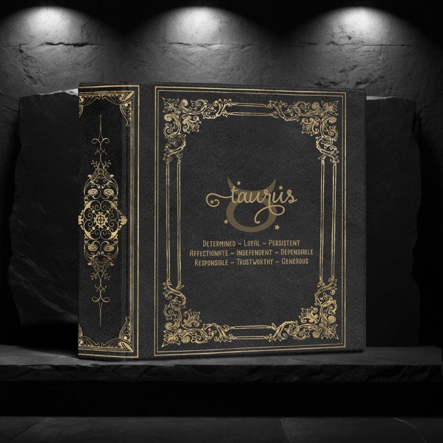 Taurus Zodiac | Ornamental Black and Gold Album 3 Ring Binder (Creator Uploaded)