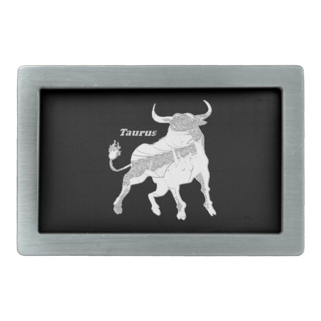 Taurus Zodiac Rectangular Belt Buckle (Front)