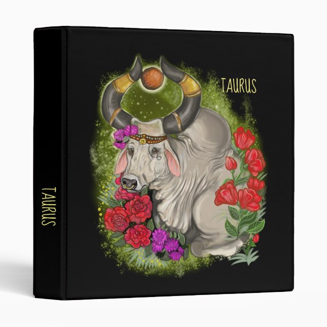 Taurus Zodiac Sign 3 Ring Binder (Front/Spine)