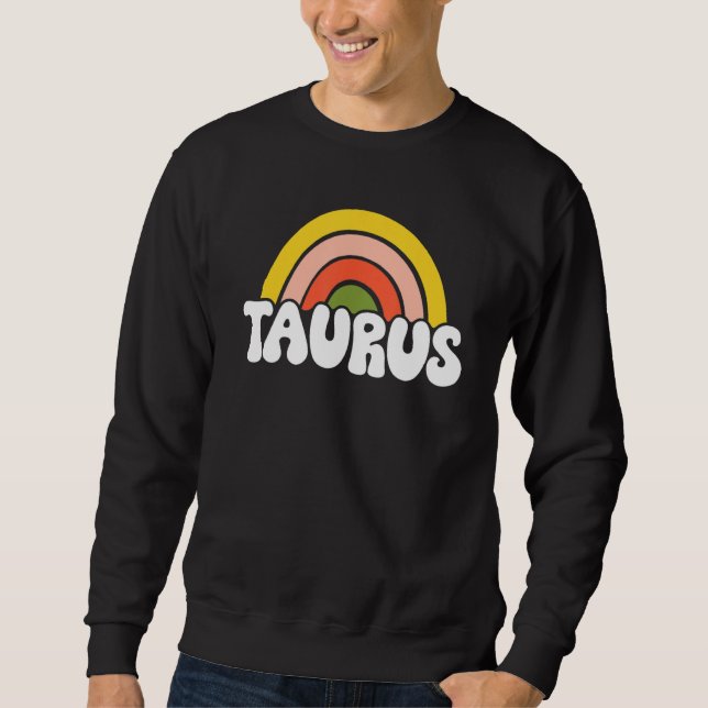 Taurus Zodiac Sign 70s Hippie Style Sweatshirt (Front)