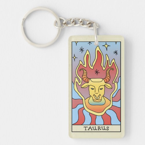 Taurus Zodiac Sign Abstract Art Vintage Keychain