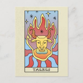 Taurus Zodiac Sign Abstract Art Vintage Postcard