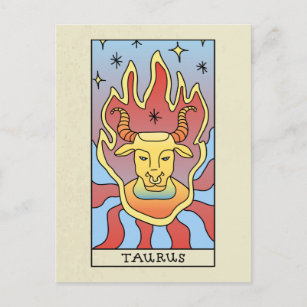 Taurus Zodiac Sign Abstract Art Vintage Postcard