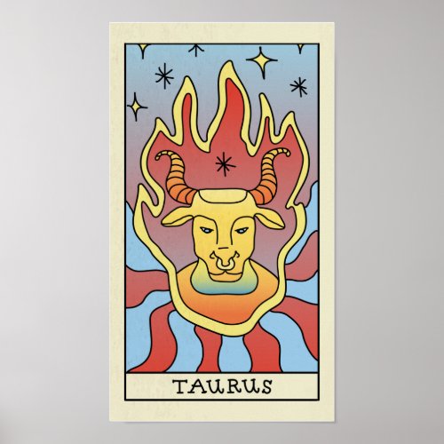 Taurus Zodiac Sign Abstract Art Vintage Poster