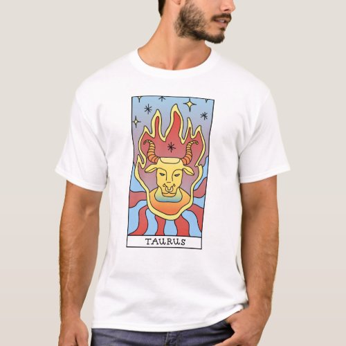 Taurus Zodiac Sign Abstract Art Vintage  T_Shirt