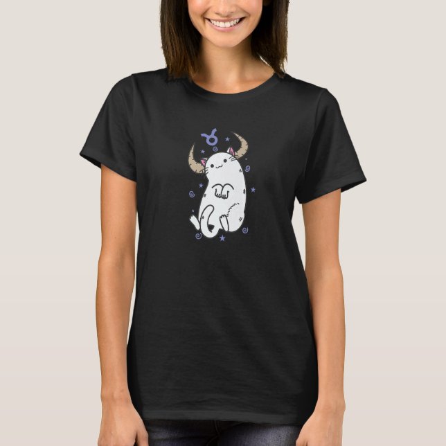 Taurus Zodiac Sign as a Cat Horoscope T-Shirt (Front)