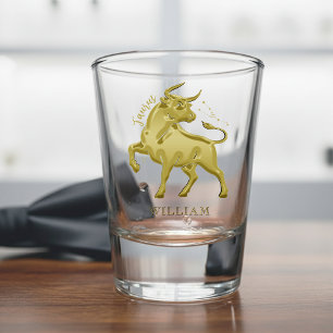 Taurus Zodiac Sign Astrology Gold Birthday Shot Glass