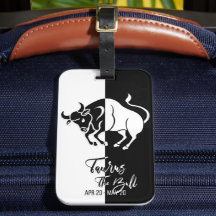 Taurus Zodiac Sign Black & White Luggage Tag
