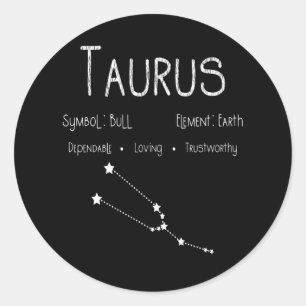Taurus Zodiac Sign Constellation Astrology Gift Classic Round Sticker