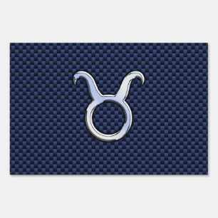 Taurus Zodiac Sign Decor Navy Blue Carbon Fiber